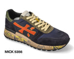 Load image into Gallery viewer, Blue Suede Trainer with Orange Logo
