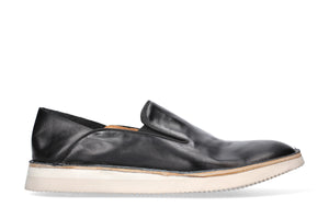 Premiata black slip on shoe with white sole