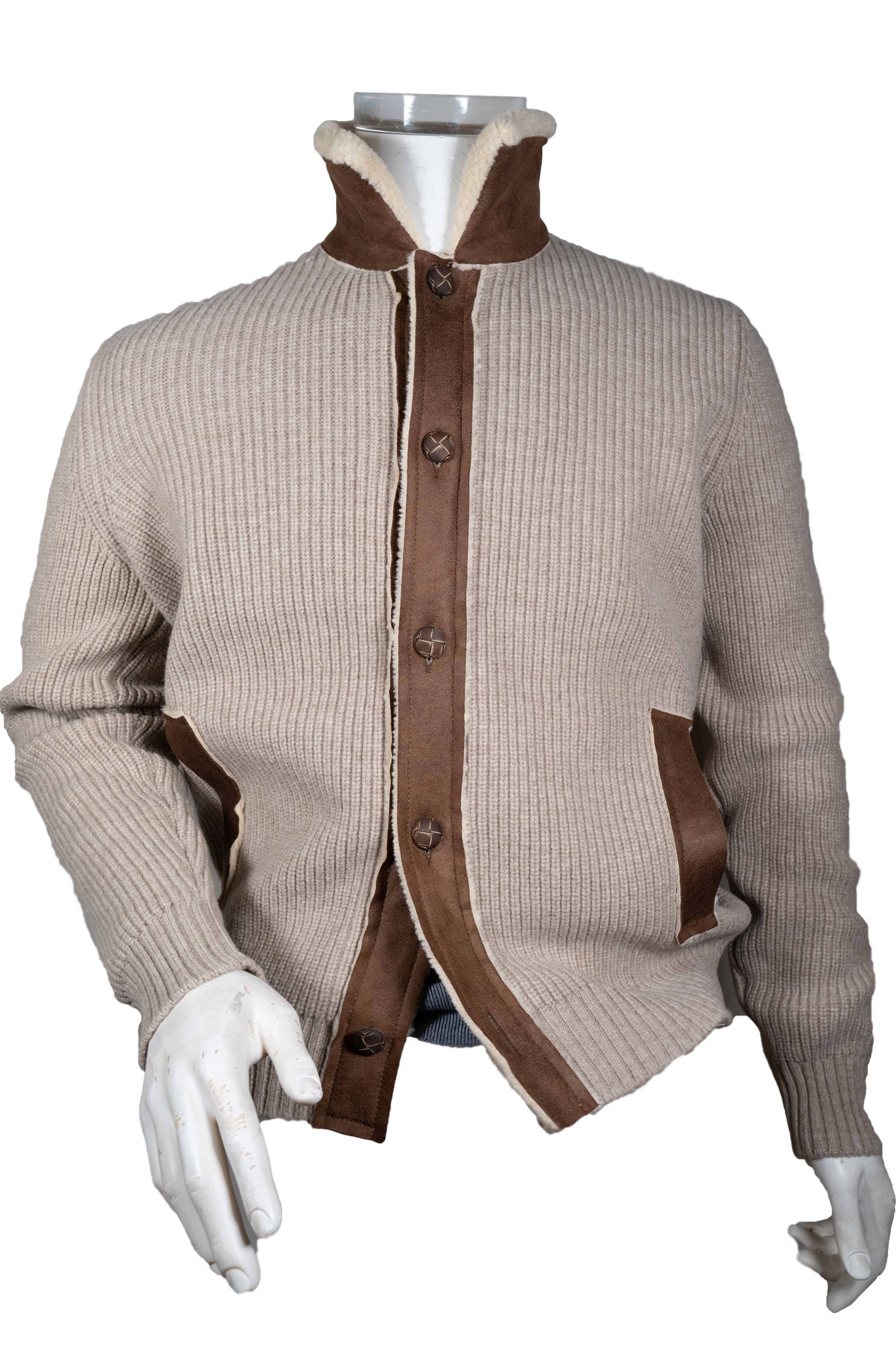 Shearling collar contrast jacket