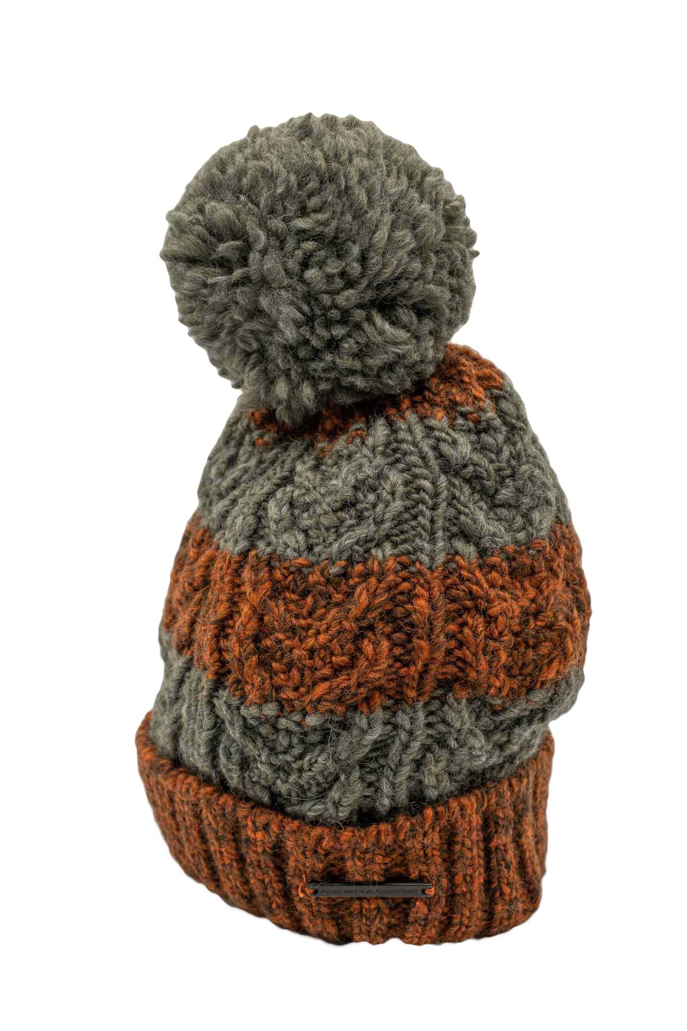 Wool two-tone cable beanie