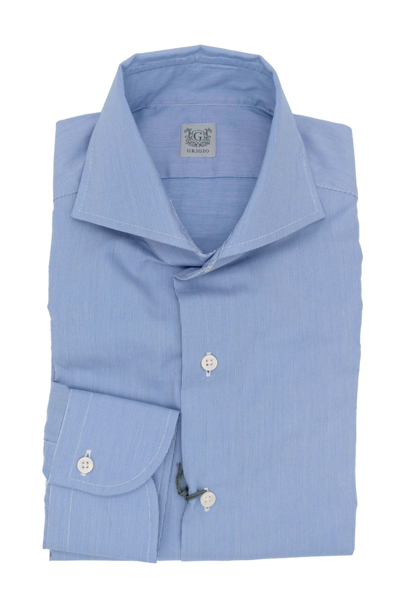 Pin feather cotton shirt with cutaway collar