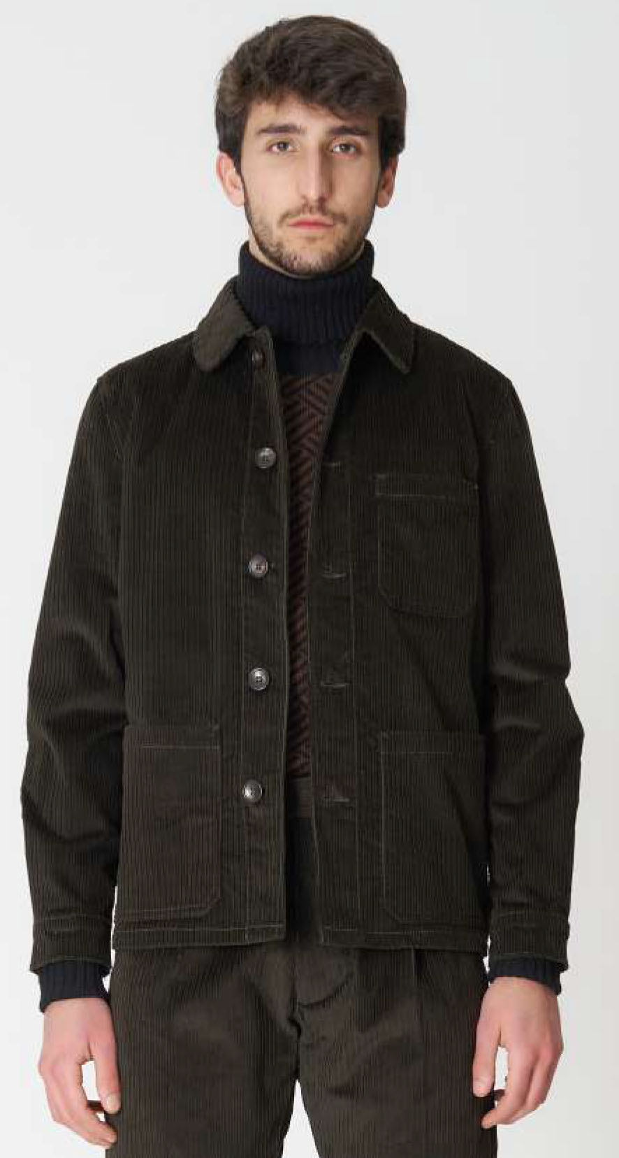 Corduroy jacket with fleece collar