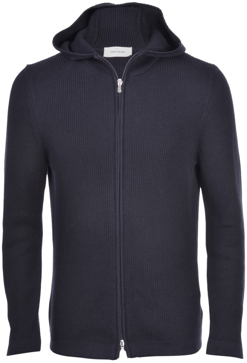Gs knited ribbed hoody with zipper