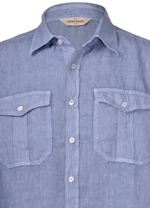 Linen shirt with pocket patches