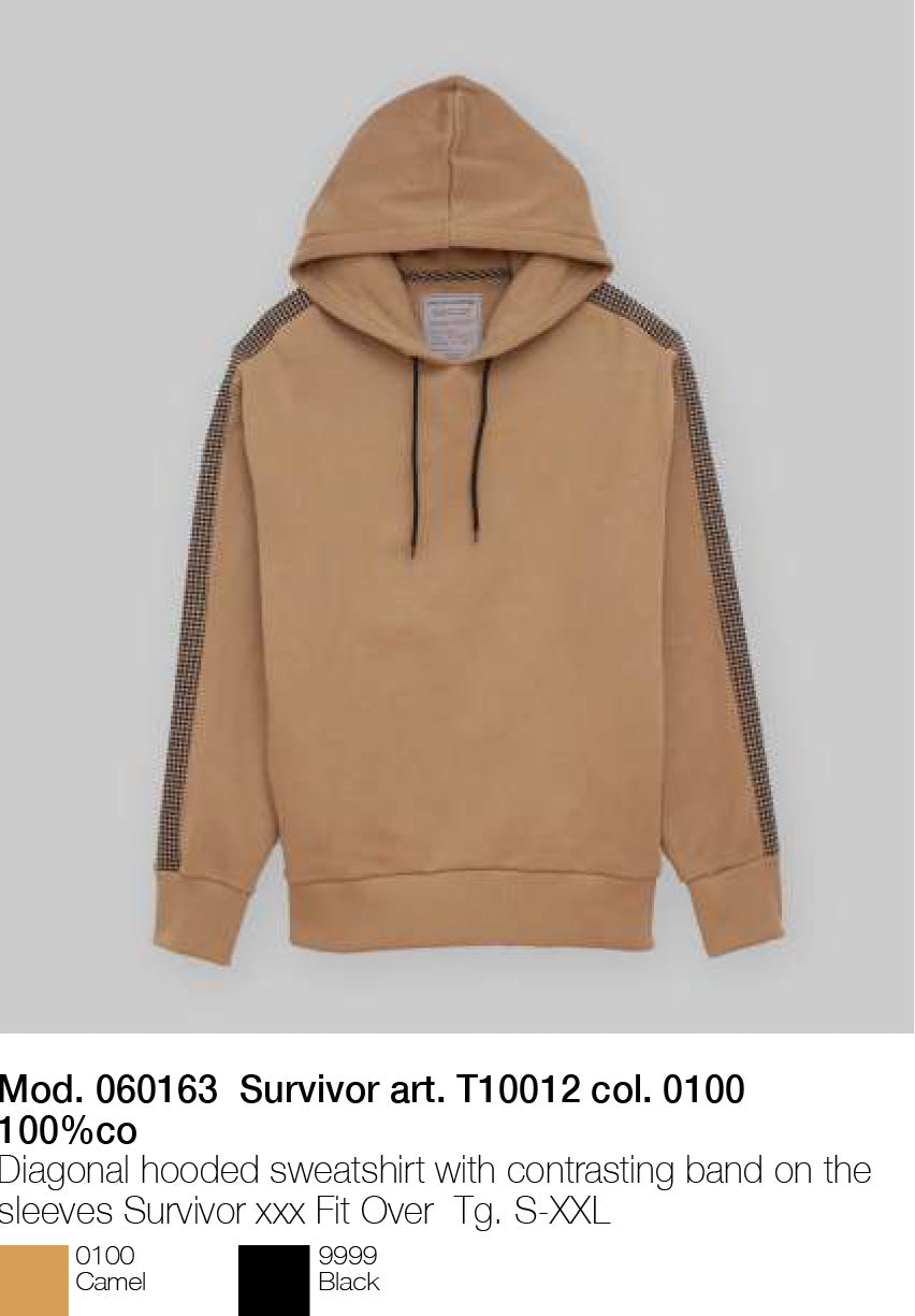 Diagonal hooded sweatshirt